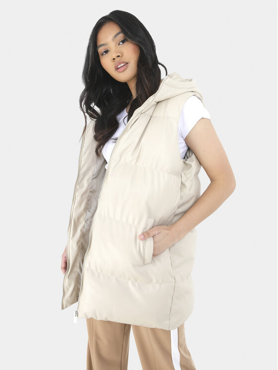 Brave Soul Bezrękawnik LJK-TROPICLGILB Écru Straight Fit