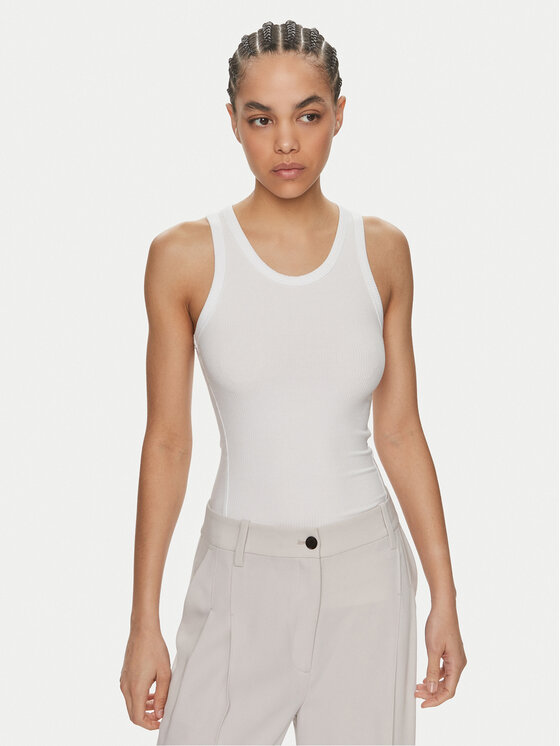 Calvin Klein Top K20K206554 Biały Slim Fit