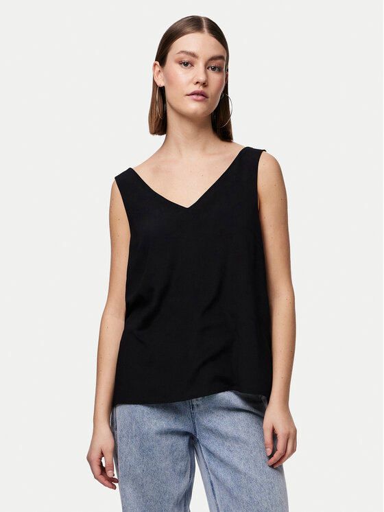 Pieces Top Franan 17146424 Czarny Regular Fit