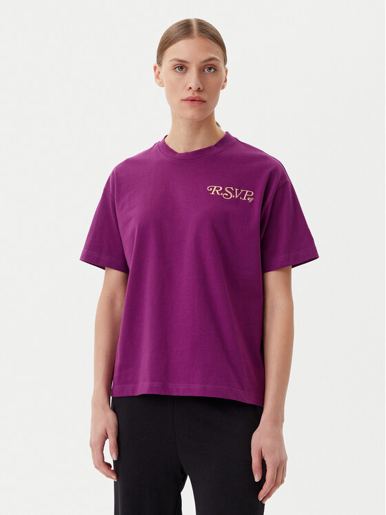 Fila T-Shirt Leffinge FAW1029 Fioletowy Loose Fit