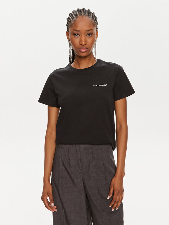 KARL LAGERFELD T-Shirt Essential 245W1714 Czarny Regular Fit