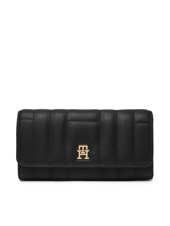 Tommy Hilfiger Duży Portfel Damski Feminine Lrg Flap AW0AW17475 Czarny