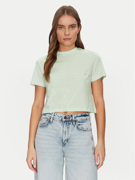 Guess T-Shirt V2YI06 K8HM0 Zielony Regular Fit
