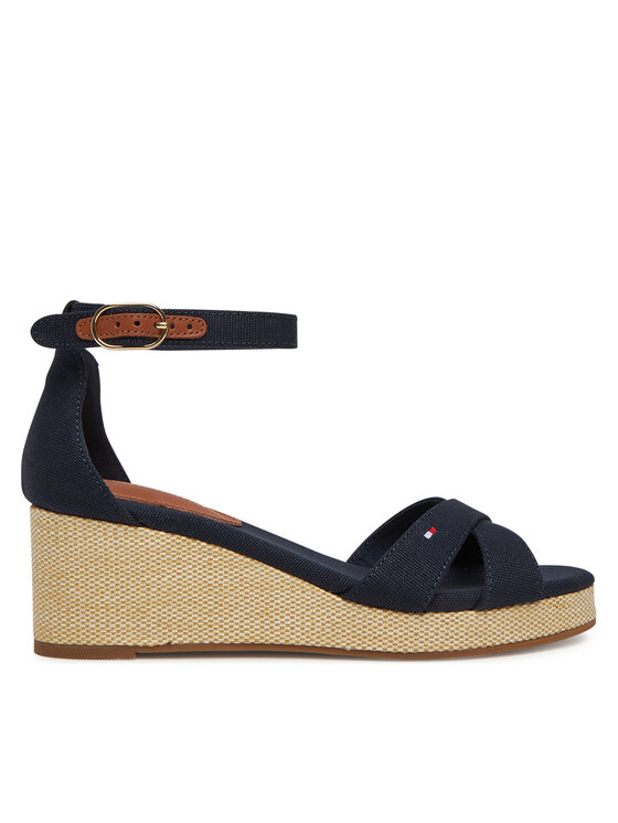 Tommy Hilfiger Sandały Flag Criss-Cros Mid Wedge Espad FW0FW08481 Granatowy