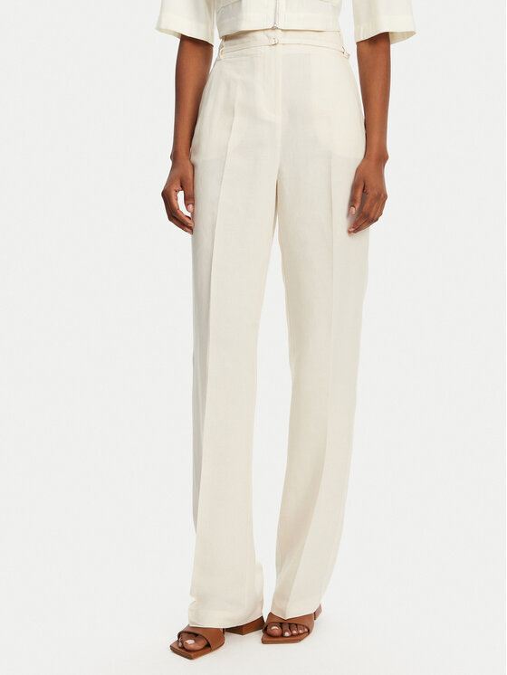 Patrizia Pepe Spodnie materiałowe 2P1659 A052 B823 Écru Regular Fit