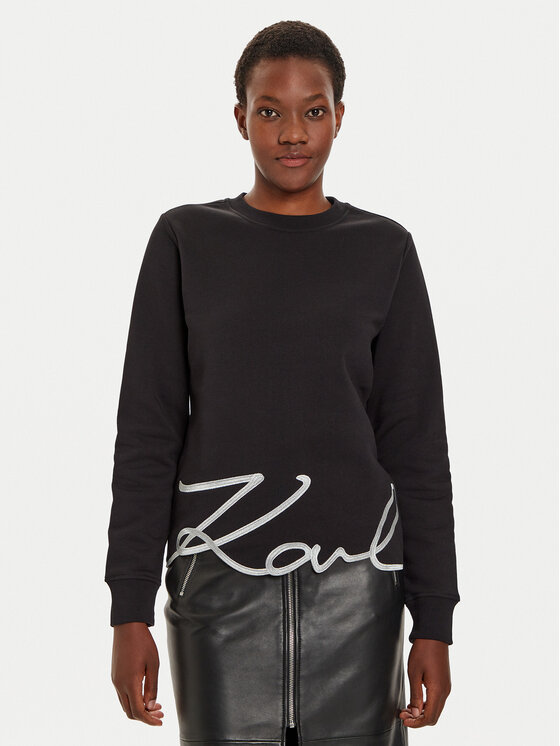 KARL LAGERFELD Bluza 245W1815 Czarny Regular Fit