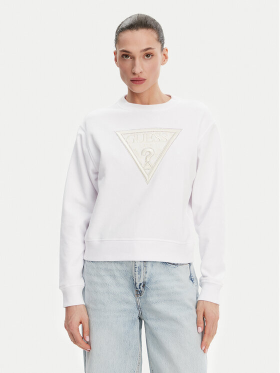 Guess Bluza W5GQ12KBKM0 Biały Regular Fit