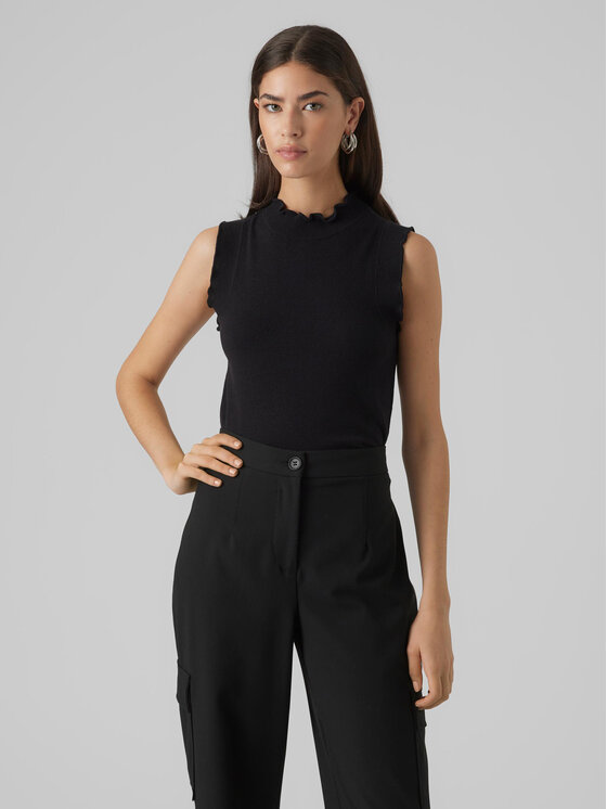 Vero Moda Bluzka Gold 10297855 Czarny Slim Fit