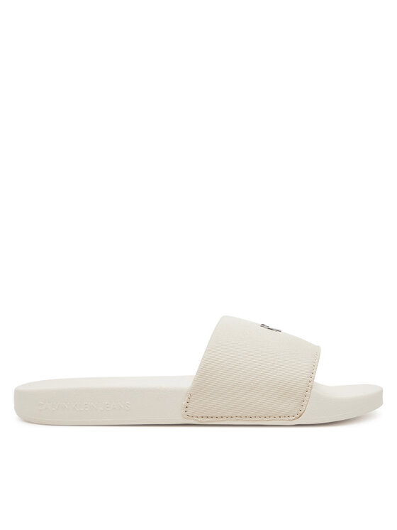 Calvin Klein Jeans Klapki Slide Monogram Hardware YW0YW01713 Écru