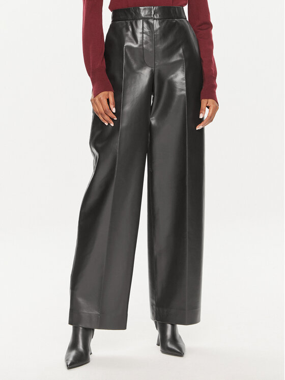 Calvin Klein Spodnie skórzane K20K207083 Czarny Straight Leg
