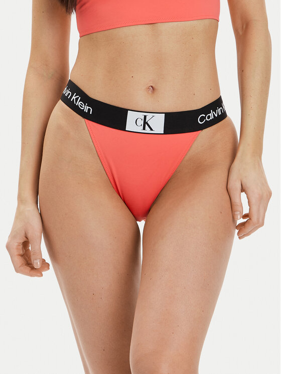 Calvin Klein Swimwear Dół od bikini KW0KW02351 Koralowy