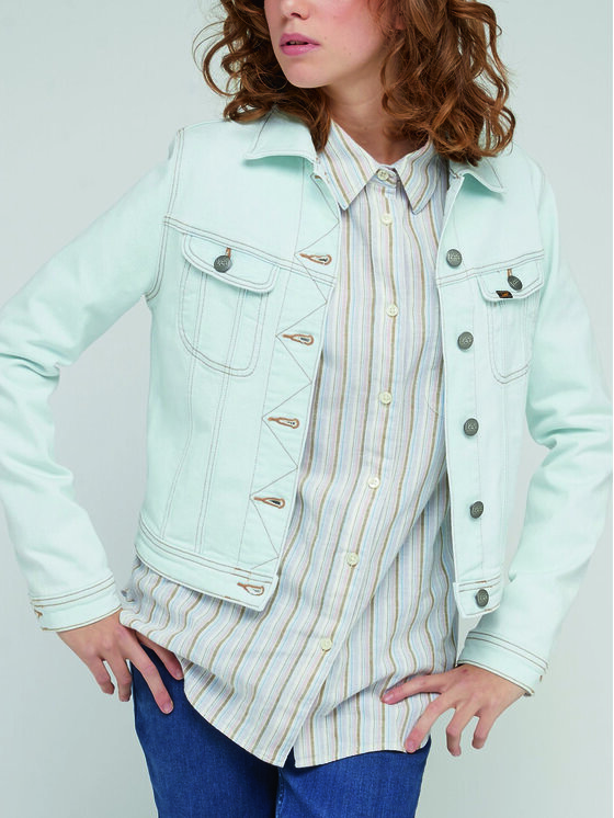Lee Kurtka jeansowa Rider L54MGWB31 112330458 Błękitny Regular Fit