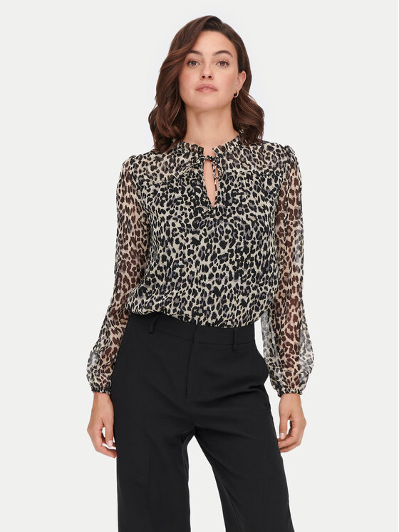ONLY Bluzka Ditsy 15229700 Czarny Regular Fit