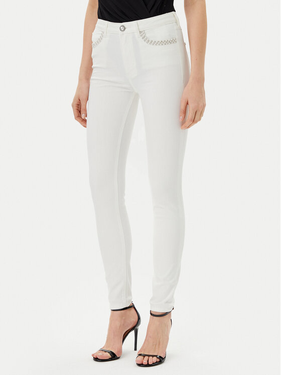 Guess Jeansy W5GA46 D5N71 Biały Skinny Fit