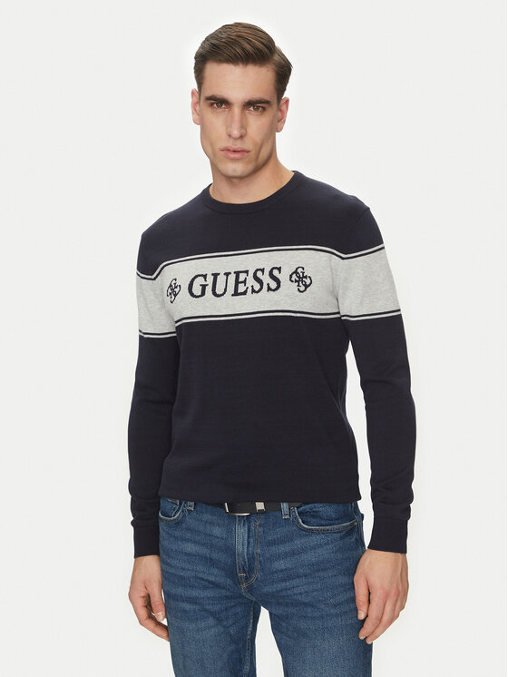 Guess Sweter M5GR05 Z3MI1 Granatowy Regular Fit