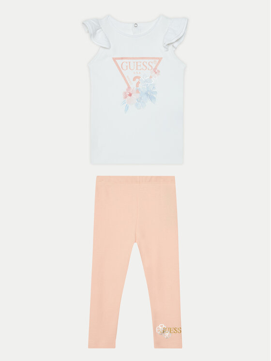 Guess Komplet t-shirt i legginsy A5RG10 KA6W4 Biały Regular Fit