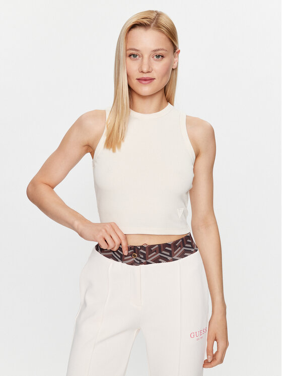 Guess Top V3GP19 K8RT2 Beżowy Slim Fit