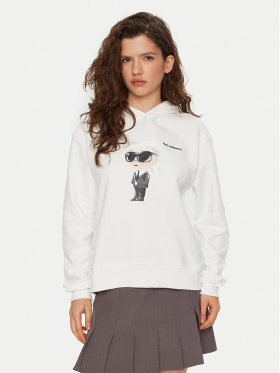 KARL LAGERFELD Bluza A1W20083 Biały Regular Fit