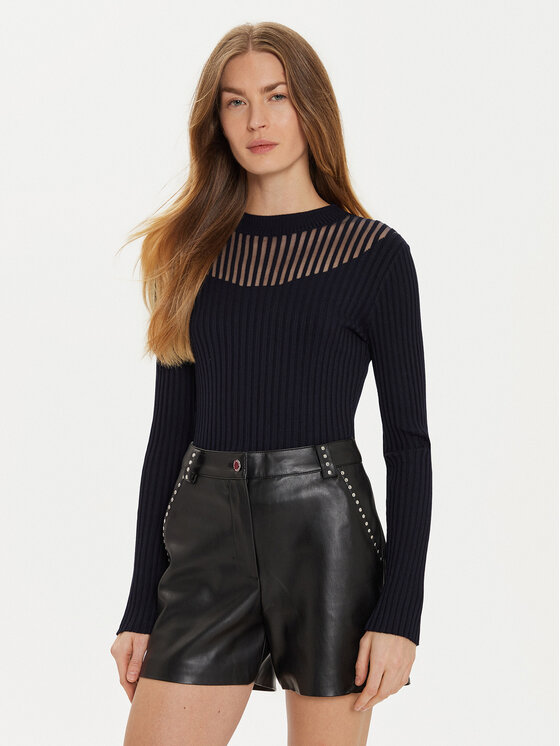 Morgan Sweter 232-MANDRIN Granatowy Slim Fit