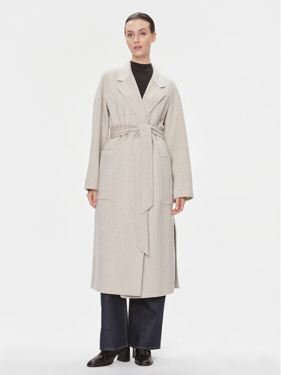 IVY OAK Płaszcz wełniany Celia IO1123F1046 Beżowy Loose Fit