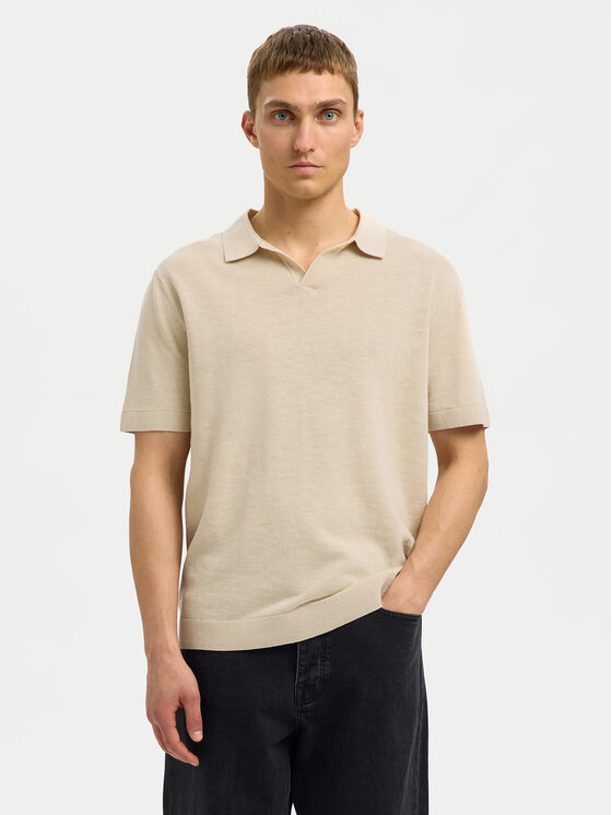 Selected Homme Polo Mattis 16096197 Beżowy Regular Fit