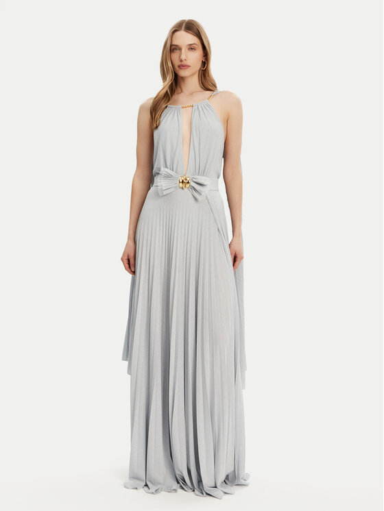 Elisabetta Franchi Sukienka wieczorowa AB-R13-51E2-V860 Srebrny Regular Fit