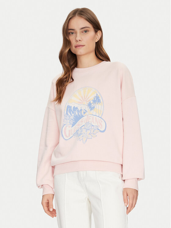 Guess Bluza W5GQ16 K68I4 Różowy Regular Fit