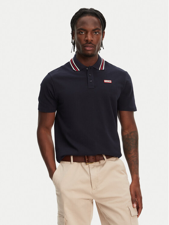 Hunter Polo Noris SS HARM0037242 Granatowy Regular Fit