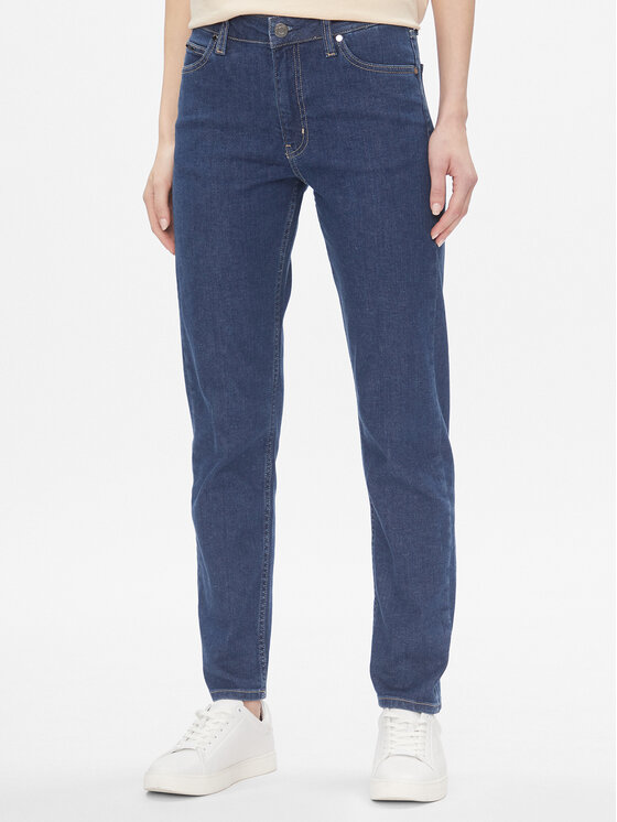 Calvin Klein Jeansy Mid Rise Slim - Mid Blue K20K206780 Niebieski Slim Fit