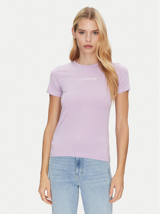 Guess Jeans T-Shirt W4YI01 J1314 Fioletowy Slim Fit
