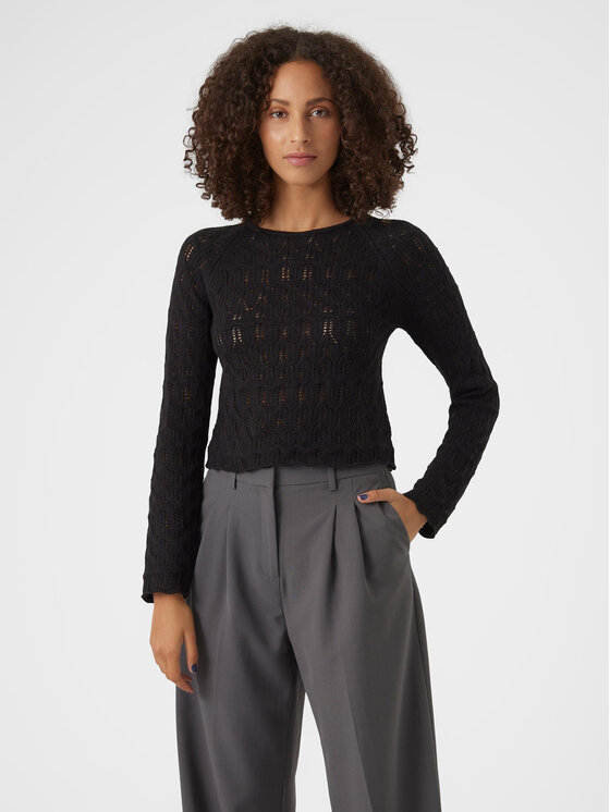 Vero Moda Sweter Fabienne 10299617 Czarny Slim Fit