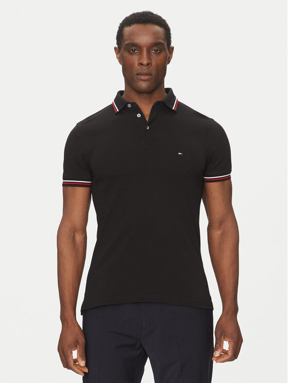 Tommy Hilfiger Polo Tipped MW0MW37346 Czarny Slim Fit
