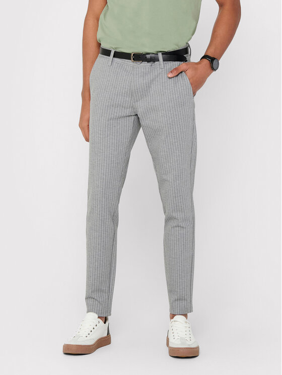 Only & Sons Chinosy Mark 22013727 Szary Slim Fit