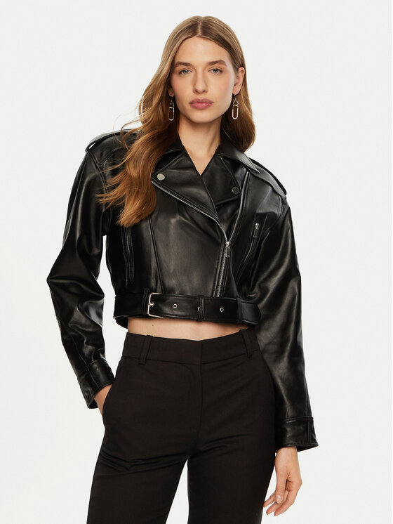 ACCESS FASHION Kurtka skórzana 44-9301 Czarny Regular Fit