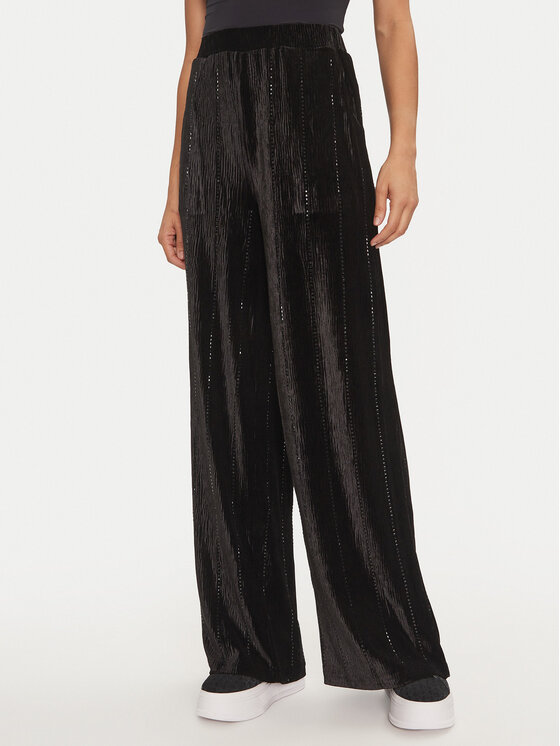Fracomina Spodnie palazzo FR24WV3014J461R9 Czarny Wide Leg