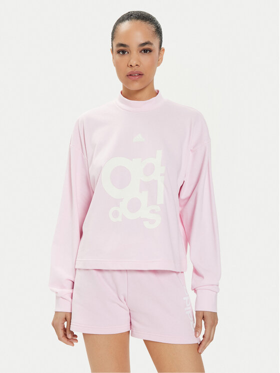 adidas Bluza French Terry Print IS4299 Różowy Loose Fit