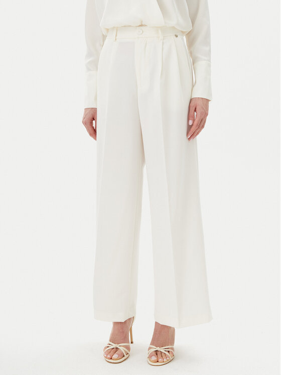 Rinascimento Spodnie palazzo CFC0123671003 Écru Regular Fit