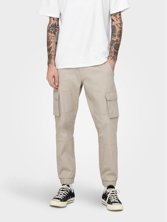 Only & Sons Spodnie materiałowe Cam 22016687 Beżowy Tapered Fit