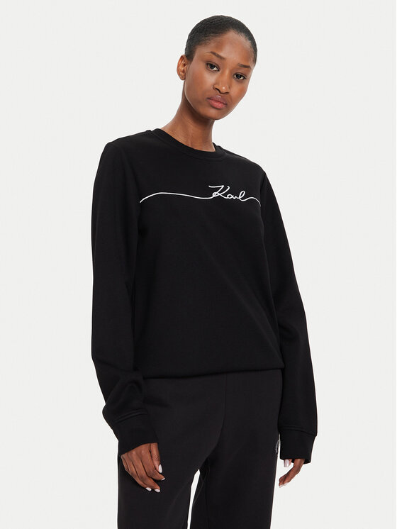 KARL LAGERFELD Bluza 245W1806 Czarny Regular Fit