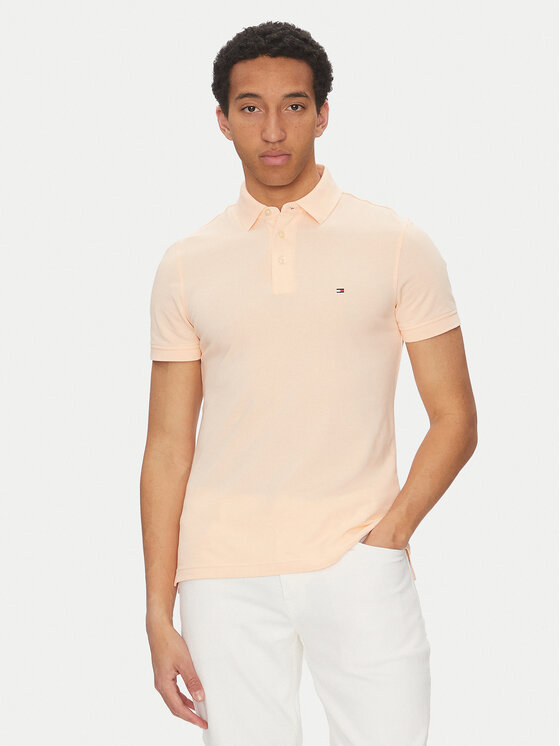 Tommy Hilfiger Polo 1985 MW0MW17771 Koralowy Slim Fit