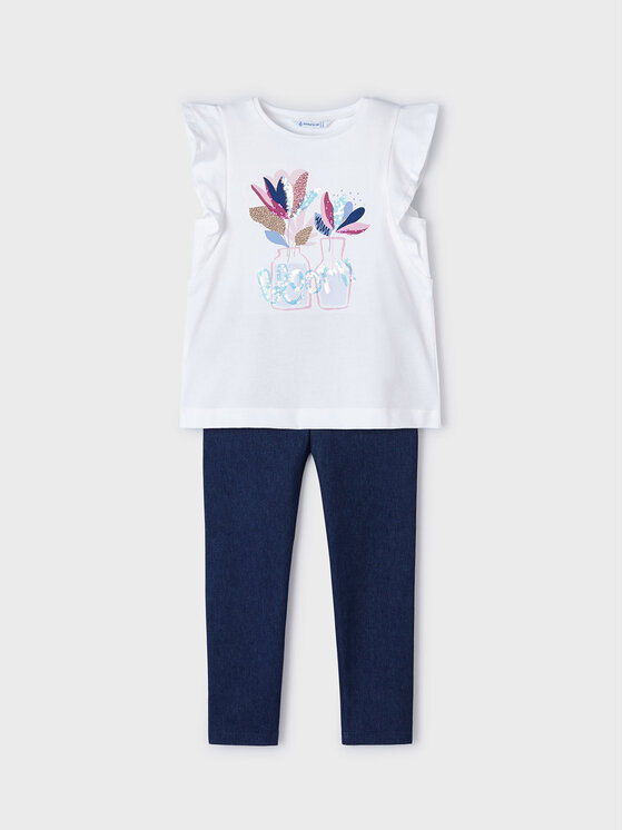 Mayoral Komplet t-shirt i legginsy 3703 Granatowy Slim Fit