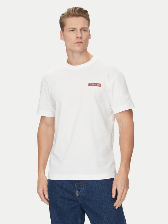 Calvin Klein T-Shirt Overlay Print K10K114158 Biały Regular Fit