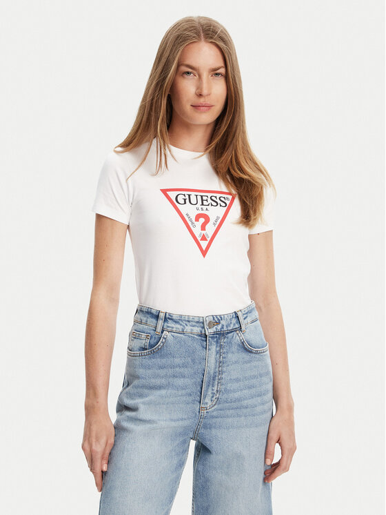 Guess Jeans T-Shirt W4YI04 J1314 Biały Regular Fit