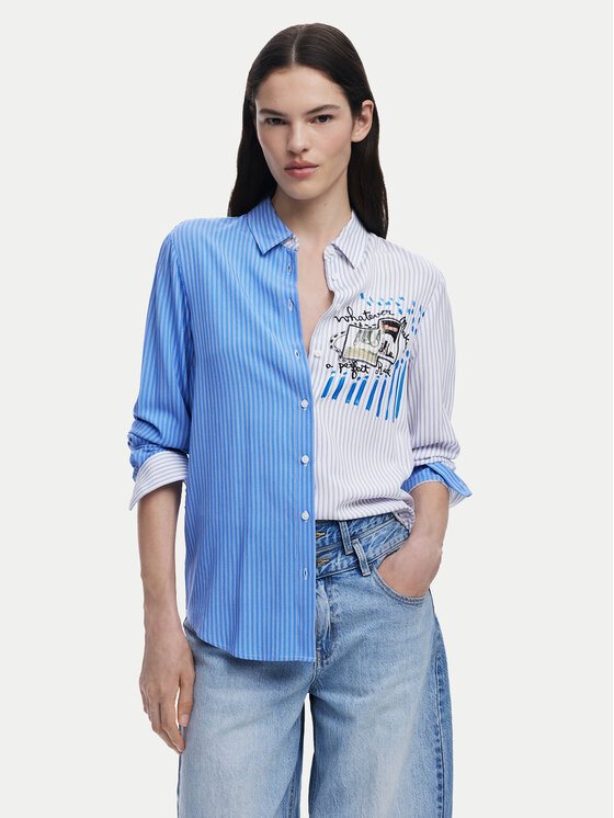 Desigual Koszula A Perfect Ride 25SWCW36 Niebieski Regular Fit