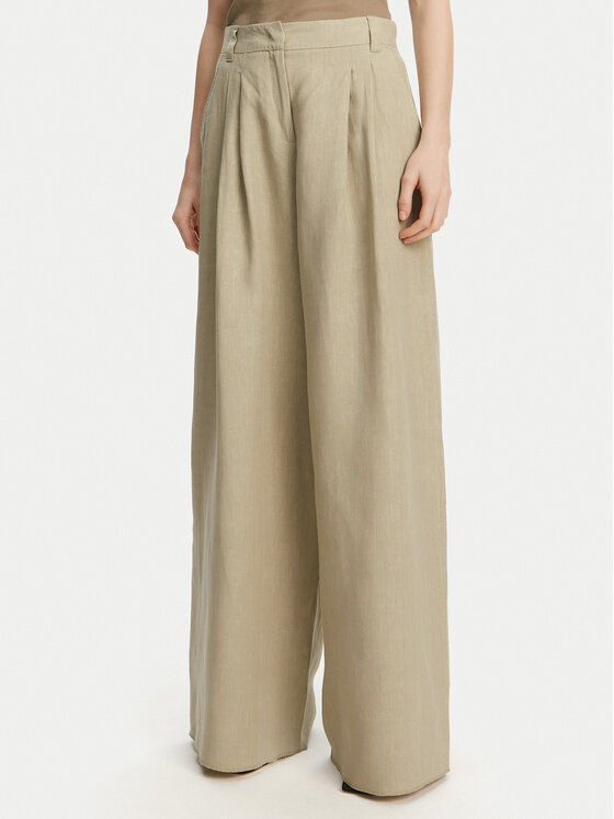 Marella Spodnie palazzo Zama 2513131132200 Khaki Regular Fit