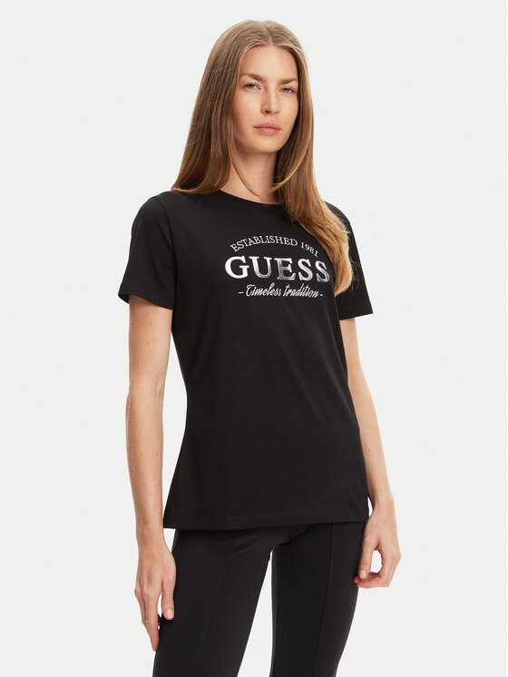 Guess T-Shirt V5YI12 J1314 Czarny Regular Fit