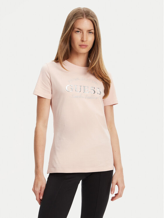 Guess T-Shirt V5YI12 J1314 Różowy Regular Fit