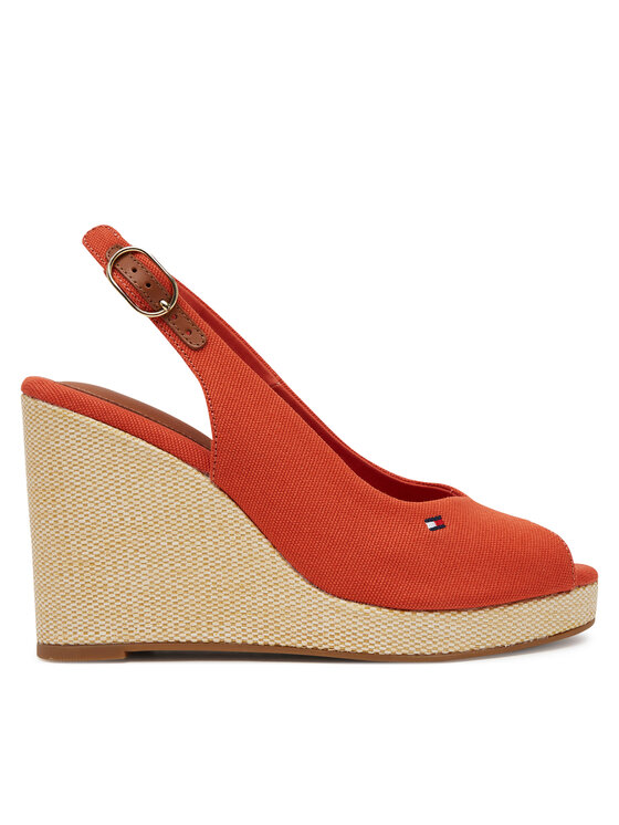Tommy Hilfiger Espadryle Flag High Wedge Espad Slingback FW0FW08597 Pomarańczowy