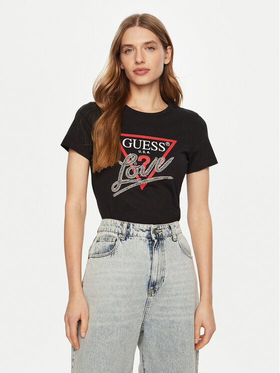 Guess T-Shirt W5RI10 I3Z14 Czarny Regular Fit