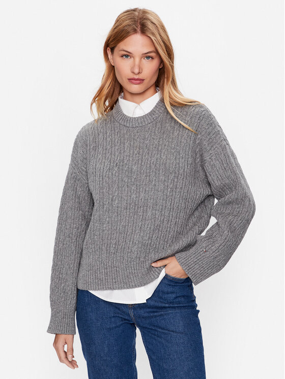 Tommy Hilfiger Sweter WW0WW39003 Szary Oversize